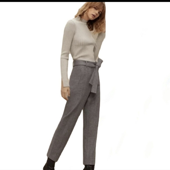 Aritzia Wilfred Jallade Wool Cashmere Gray Pinstripe Crop high waisted Pants Sz4 - Picture 1 of 9